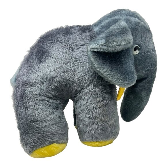 Carnival Prize Gray Elephant Stiff Stuffed Animal Plush Vintage READ 11 in - Picture 4 of 6